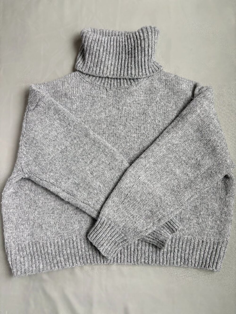 Mango MNG Women's Gray Chunky Knit Turtleneck Sweater Size S Wool Blend